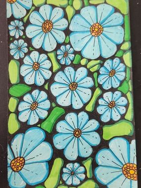 Blue Floral Art Print W/out Frame by Kylee